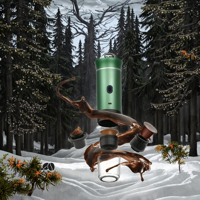 Home & Camping 3-in-1 Capsule Coffee Maker with Hot/Cold Brewing Compatible with DG & Pods