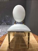 Vente en gros Populaire Chaise de salle à manger en acier inoxydable doré à dossier rond pour événement de mariage