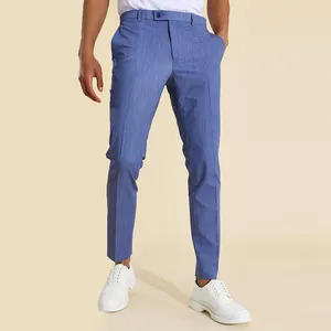 מכנסי קז'ואל גברים חדש עסקי אופנה מכנסי אלסטי ישר מכנסיים זכר מותג מכנסיים