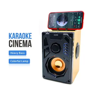 A200 A300 Neuer tragbarer Holz-Retro-FM-Radio aus Holz Drahtloser Bluetooth 5.0-Lautsprecher mit Karaoke-Mikrofon