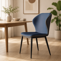 Chaises de salle à manger d'extérieur en cuir italien de style nordique, design moderne et luxueux, avec dossier haut, en métal, pour hôtels et restaurants