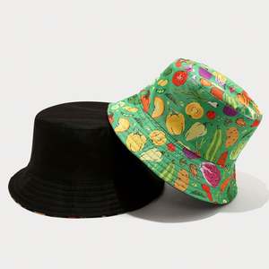 Chapeau de soleil de plage printemps-été, motif fruits et légumes, chapeau de pêcheur tendance pour femme et fille, chapeau bob réversible mignon pour l'extérieur - Product Image 3