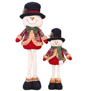 Grande figurine de Noël extensible, Père Noël et bonhomme de neige debout, décoration de Noël - Product Image 6