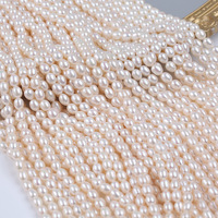 Perles d'eau douce naturelles en gros de 6 à 7 mm : Perles ovales en forme de riz pour la fabrication de bijoux DIY