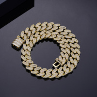 Style Hip Hop 18mm Princesse Coupe Moissanite Rhodium Plaqué Or 925 Argent Cubain Lien Chaîne Collier
