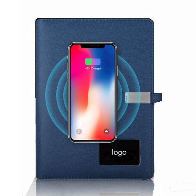 Custom Smart Notebook Agenda with Power Bank Wireless Charger  Gift Customized Microfiber PU A5 Hardcover Notepad