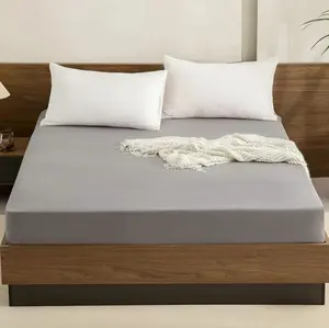 Pelindung kasur satu buah seprai datar pas, penutup tempat tidur ukuran queen untuk serat Tempat Tidur queen elastis