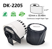 Brother DK2205 rouleau d'étiquettes en papier thermique 62mm x 30.48m étiquettes d'adresse pour imprimante utilisée pour l'emballage
