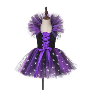 Vente en gros de costumes d'Halloween sorcière pour filles, nouvelle robe de sorcière avec lumières LED, chapeau de sorcière pour enfants - Product Image 3