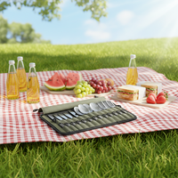 Sac de rangement multifonctionnel en PE pour pique-nique, ustensiles de camping, barbecue, pliable, portable, à suspendre, pour voyage