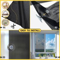 Store de fenêtre sans perçage, sans fil, en polyester, filtrant la lumière, anti-éblouissement, transparent, temporaire, 39" L x 63" H, avec ventouses, fabriqué en Chine