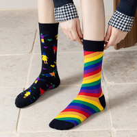 Chaussettes unisexes en coton colorées et amusantes à motifs artistiques, design personnalisé, multicolores, tendance, en promotion