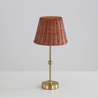 Lampes de table nordiques de chambre à coucher en osier de rotin de matériau naturel LED noir et or avec ampoule rechargeable