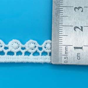 Pizzo Ricamato in Puro Cotone Idrosolubile <span class=keywords><strong>con</strong></span> Perline, Tessuto Ricamato Monofacciale <span class=keywords><strong>con</strong></span> Pois e Nappe - Product Image 2