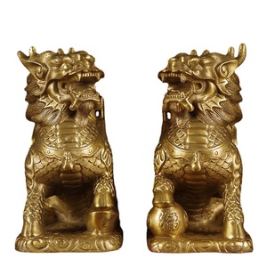 Une paire d'ornements Kylin en métal, artisanat pour la maison, l'entrée, la cérémonie <span class=keywords><strong>de</strong></span> bienvenue des enfants, le bureau et le Nouvel An - Product Image 5