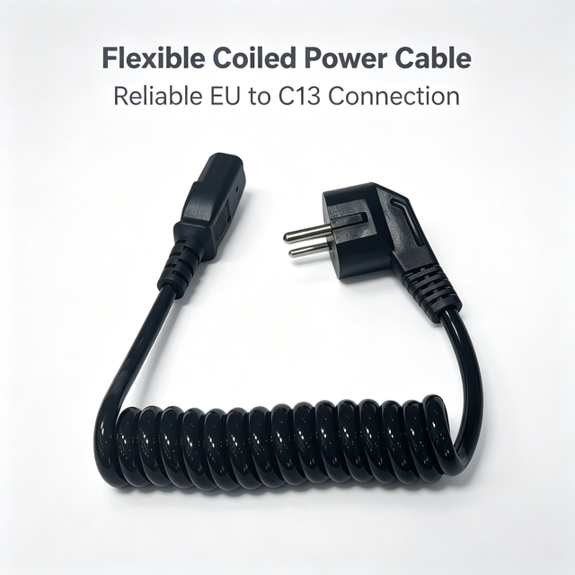 Flexible Spring Cable Power Cord European Plug Connection PVC Insulated Wire Custom Length Spiral Power Cable