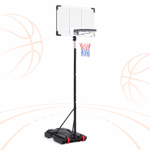 Support de panier de basket-ball portable en métal pour extérieur, hauteur réglable 155-260 cm, pliable, durable, base rechargeable pour enfants et jeunes - Product Image 1