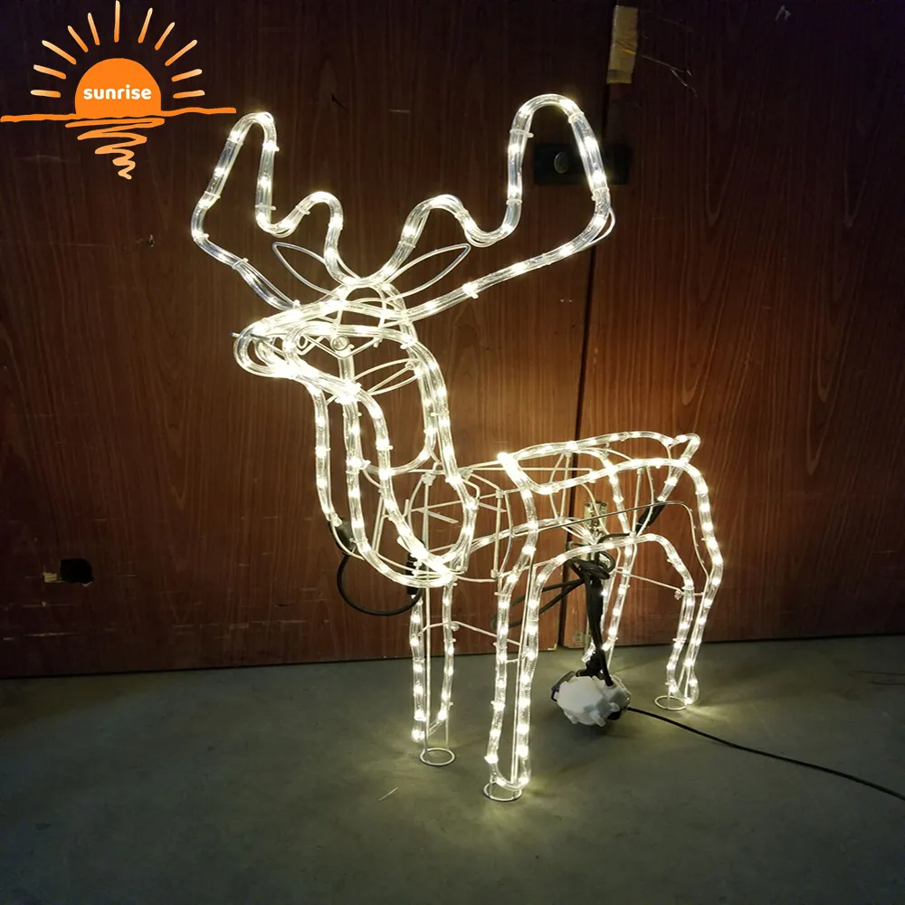 गर्म बिक्री क्रिसमस सजावट मूर्तिकला आउटडोर सजावटी 3डी शेकिंग हेड एलईडी हिरण प्रकाश