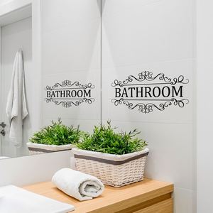 Autocollants muraux en PVC pour salle de bain, design logo anglais, autocollants adhésifs pour portes et murs, imperméables, décoration intérieure, OEM personnalisé - Product Image 6