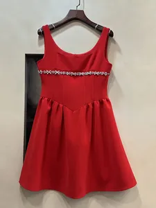 Créateur de mode femmes Sey Mini robe été sans manches taille haute luxe cristal diamants volants Club de vacances - Product Image 2