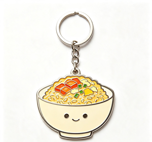 Enamel Bowl of Noodles Key Chain Metal <b>Keyring</b> Food <b>Charm</b> Gift Souvenir - Product Image 3