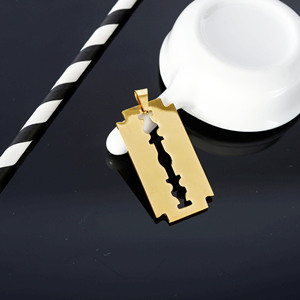 Themed Blade Pendant <b>Titanium</b> Steel 18k Gold Plated Men's Necklace Everyday Wear - Product Image 2