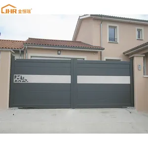 JHR Gates Remote Control Main Wall Design Automated Sliding Gate System for House Aluminium Metal Modern Automatic Barrier Gate