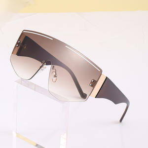 Lunettes de soleil sans monture de style européen pour femmes, verres PC UV400, couleur gris thé, protection solaire tendance pour le cyclisme en extérieur - Product Image 5