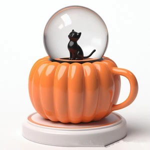 Regalo personalizzato di <span class=keywords><strong>zucca</strong></span> regalo di Halloween Micro paesaggio tazza di <span class=keywords><strong>ceramica</strong></span> che decorano palla a cupola di neve tazza di caffè con Logo tazza di tè a bolle - Product Image 2