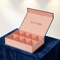 Boîte à chocolat en papier rigide magnétique personnalisée haut de gamme avec logo, emballage cadeau recyclable avec séparateurs, boîte cadeau