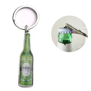 Kingtop Brand Customised shape giveaway gift Mini cute promotional metal keychain beer bottle shape opener for Bud light