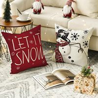 Housse de coussin décorative de Noël en lin de luxe, motif bonhomme de neige, « Laissez tomber la neige », 18x18 pouces, pour décorations d'hiver