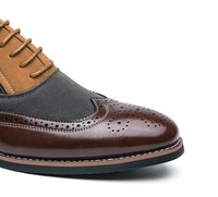 Chaussures habillées Gleibo pour hommes en matériaux mixtes, style brogue, à lacets, bout ailé, en PU, pour mariage, bureau, fête, affaires et usage quotidien