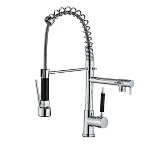 Commercial Pull Out Flexible Water Mixer 3 Way Pre Rinse Sink Taps Deck Mount Kitchen Faucet