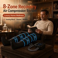 Bottes de pressothérapie numériques intelligentes à 8 chambres, enveloppement des jambes à 360 degrés, masseur à compression d'air avec 23 niveaux de pression réglables