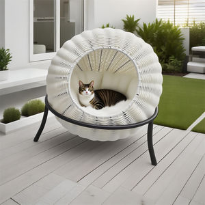 Kunden spezifisches Muschel-Muschel-Rattan-Haustier bett | Erhöhter Metallst änder, Plüsch kissen | Indoor Outdoor <span class=keywords><strong>Cat</strong></span>/Dog Lounge - Product Image 1