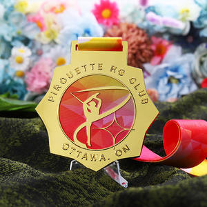 定制激光雕刻1 2 <span class=keywords><strong>3</strong></span>奖牌舞蹈体操金色金属珐琅标志运动奖章奖 - Product Image 4