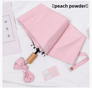 <span class=keywords><strong>Parasol</strong></span> <span class=keywords><strong>noir</strong></span> pliant manuel avec manche en <span class=keywords><strong>bois</strong></span>, 100 cm, protection UV 190T, imperméable, motif nœud, idéal pour la publicité, vente en gros - Product Image 2
