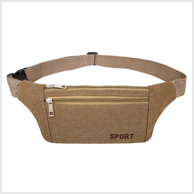 Vintage Unisex Canvas Fanny Pack Crossbody Waist Phone Bag with Zipper Closure for Outdoor Running,Customized logo