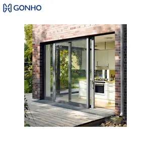 Porta scorrevole con struttura sottile prezzo porta scorrevole per balcone 5 + 5 sistema doppio vetro porte finestre scorrevoli in alluminio con schermo