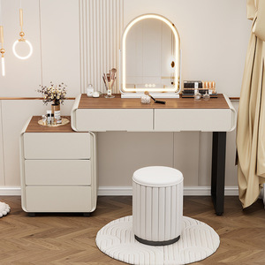 Nouvelle <span class=keywords><strong>table</strong></span> de toilette haut de gamme en bois massif au design moderne <span class=keywords><strong>et</strong></span> épuré pour chambre principale, avec armoire intégrée <span class=keywords><strong>et</strong></span> station de maquillage - Product Image 5