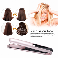 Mini lisseur sans fil 2 en 1, fer à lisser rechargeable par USB, plaque en céramique, écran LED, pour femmes, voyage, maison