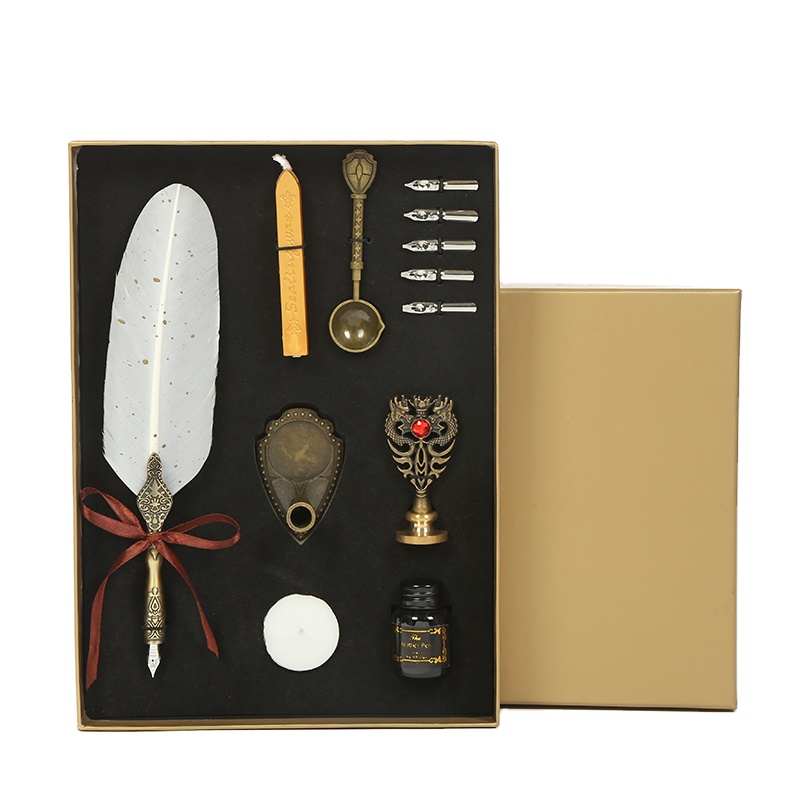 Prezzo basso avanzata fontana classica set turchia feather quill pen per la firma