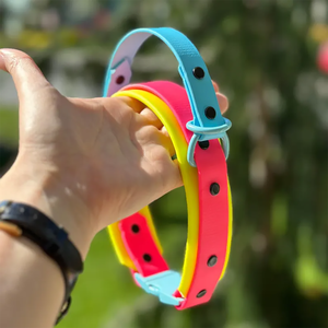 Henshine, nuevos productos personalizados al por mayor para mascotas, collar de perro de PVC resistente al agua con hebilla de plástico de fácil liberación sólida - Product Image 5