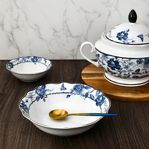 Màu xanh đồ ăn món ăn phục vụ tấm gốm tấm bộ đồ ăn đồ sành sứ món ăn tốt nhất Bộ sứ sơn gốm đặt bữa ăn tối - Product Image 3