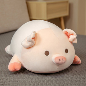 Venta al por mayor personalizado lindo <span class=keywords><strong>gordo</strong></span> Harf forma redonda animales de granja juguetes de peluche 40/50cm cerdo blando muñeco de peluche tumbado <span class=keywords><strong>cerdito</strong></span> de peluche - Product Image 5