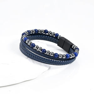 SEPT Popular Cheap Men's Multi Layer Woven Black Leather <strong>Bracelet</strong> with Natural Stone <strong>Beaded</strong> <strong>Bracelets</strong> Jewelry - Product Image 2