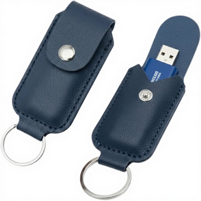 Factory Wholesale PU Leather USB Flash Drive Case Anti-Lost Thumb Drive Holder Sleeve Portable Memory Stick Storage Pouch