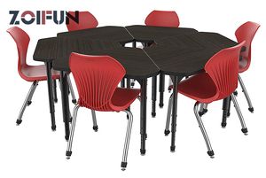 Escritorio Ajustable de Pie para Aula Escolar con Forma de Triángulo Irregular, Mesa de Estudio de Pie para Niños de Varios Colores y Formas - Product Image 4
