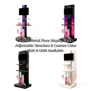 Floor Standing Cosmetic Display <b>Stand</b> With <b>Screen</b> Lipstick Shape Makeup Display Rack For Shopping Mall - Product Image 5